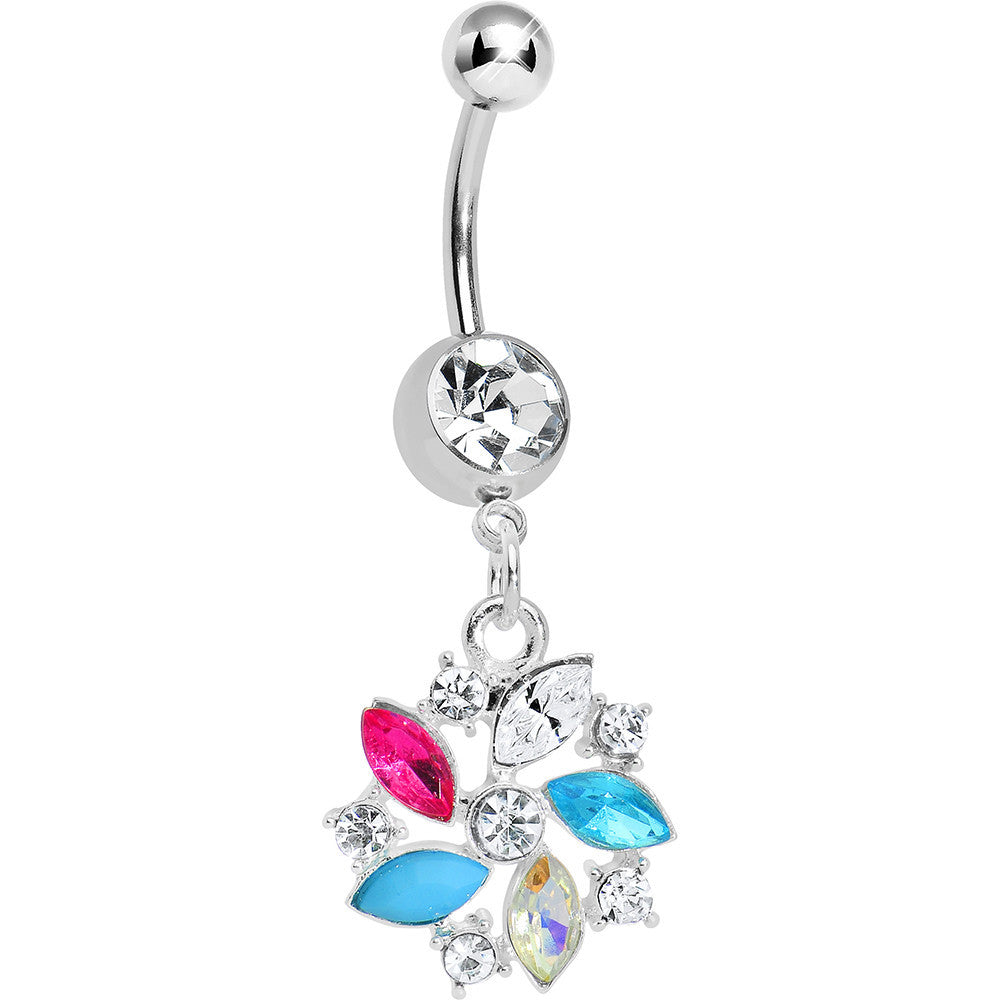 Clear Gem Americana Pinwheel Dangle Belly Ring