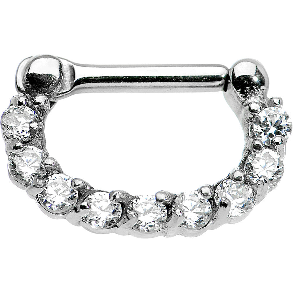 14G 1/4 Surgical Steel Clear CZ Septum Clicker
