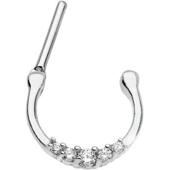 16G 5/16 Surgical Steel Clear CZ Septum Clicker