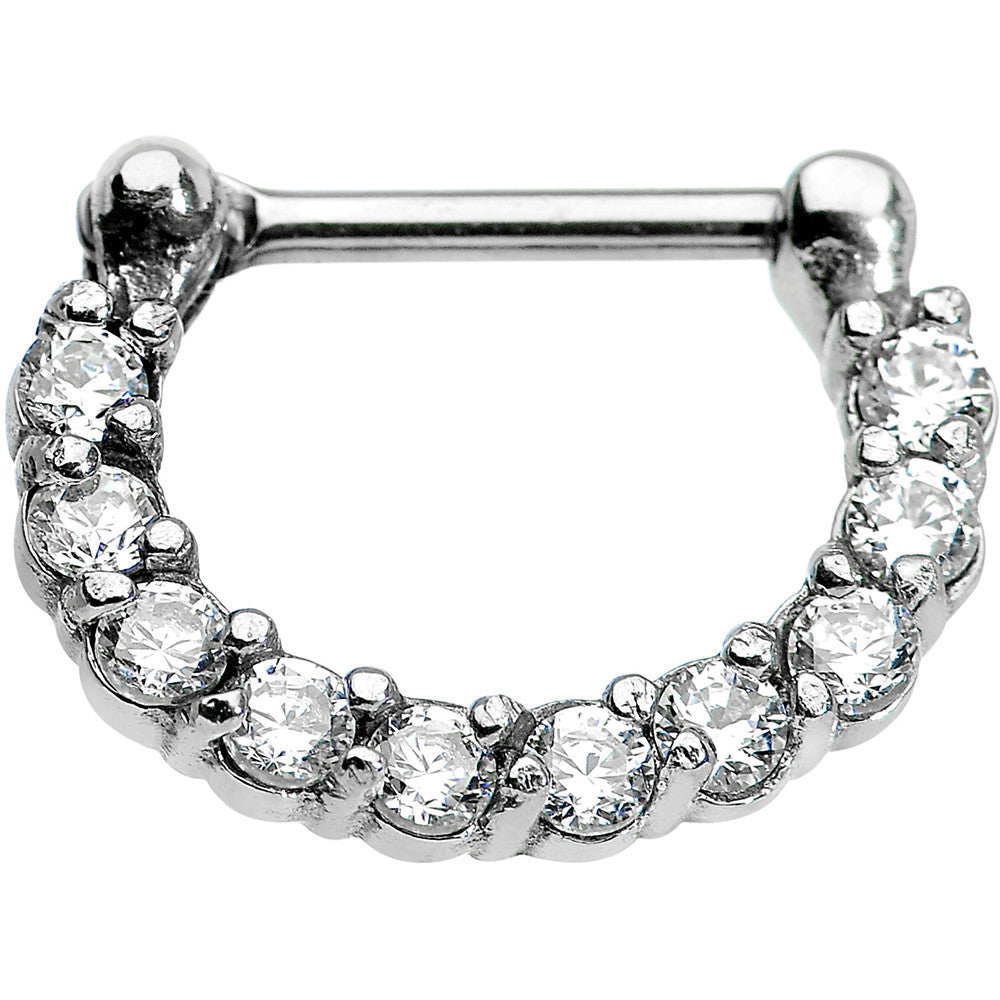 16G 5/16 Surgical Steel Clear CZ Septum Clicker