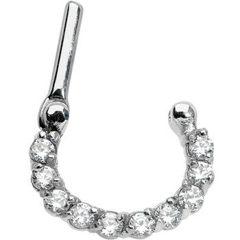 16G 5/16 Surgical Steel Clear CZ Septum Clicker