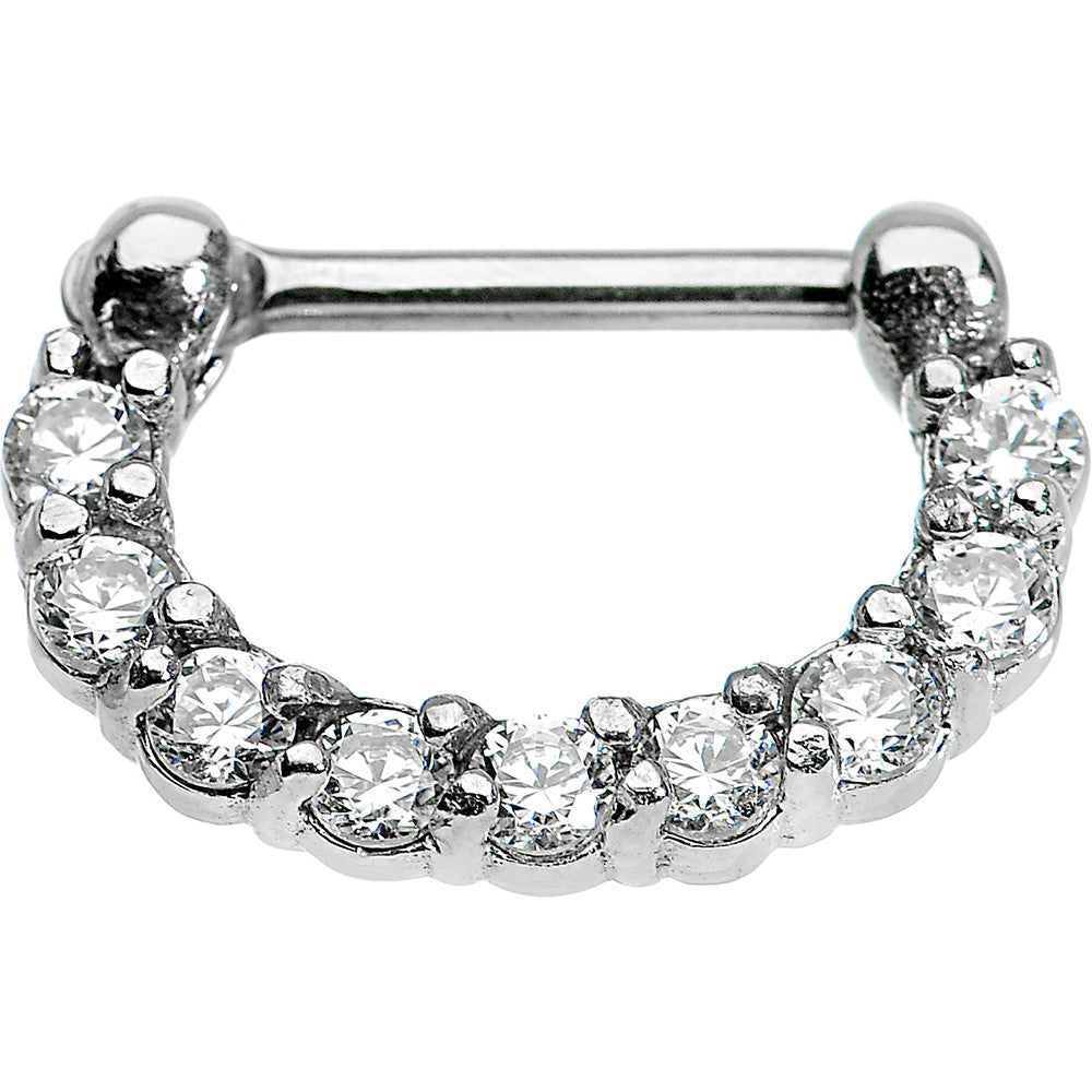 16G 1/4 Surgical Steel Clear CZ Septum Clicker