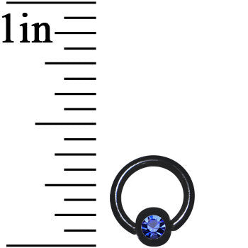 16G 1/4 Blue Gem Black Titanium BCR Captive Ring