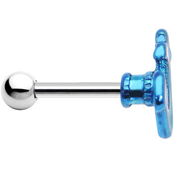 16G Brilliant Blue Nicely Nautical Anchor Cartilage Stud Earring