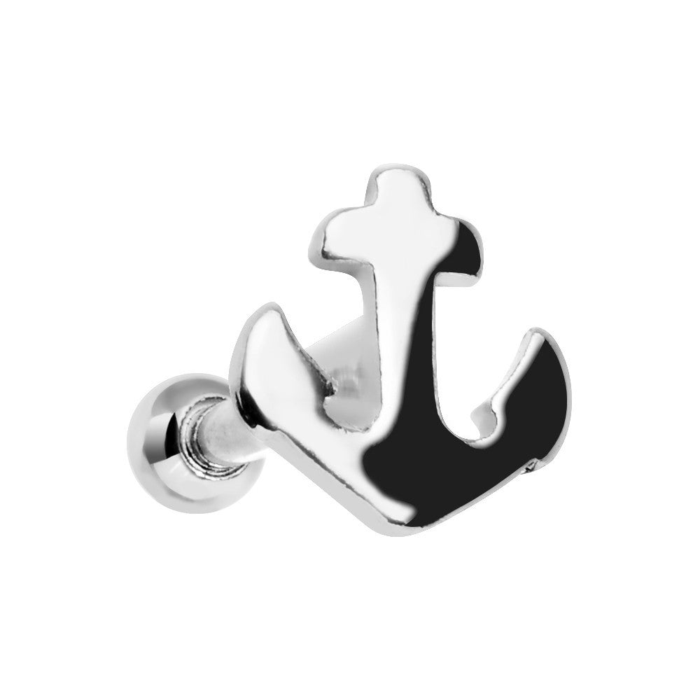 16 Gauge Shiny Steel Nicely Nautical Anchor Cartilage Stud Earring