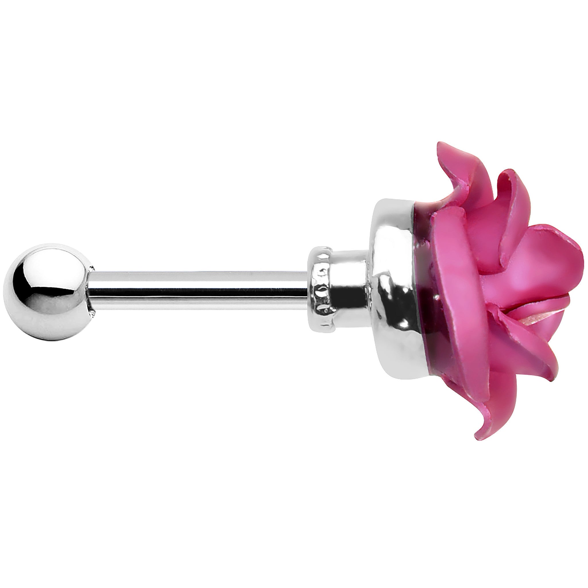 16 Gauge Perfect Pink Metallic Rose Flower Cartilage Stud Earring