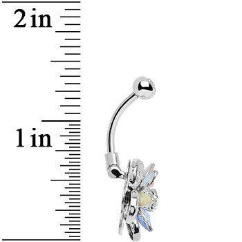 Multi Clear Gem Bursting Blossom Flower Belly Ring