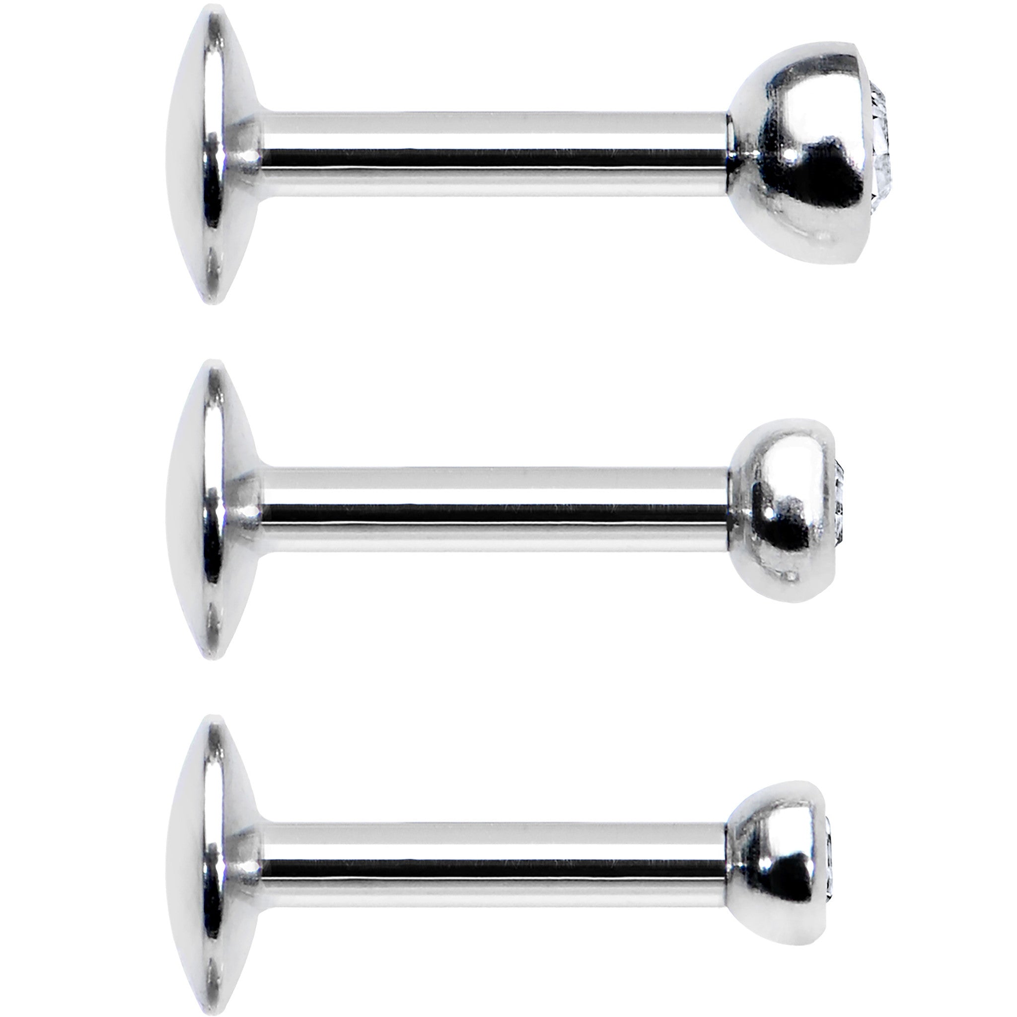 16G 1/4 Clear Gem Helix Cartilage Barbell 3 Pack Set