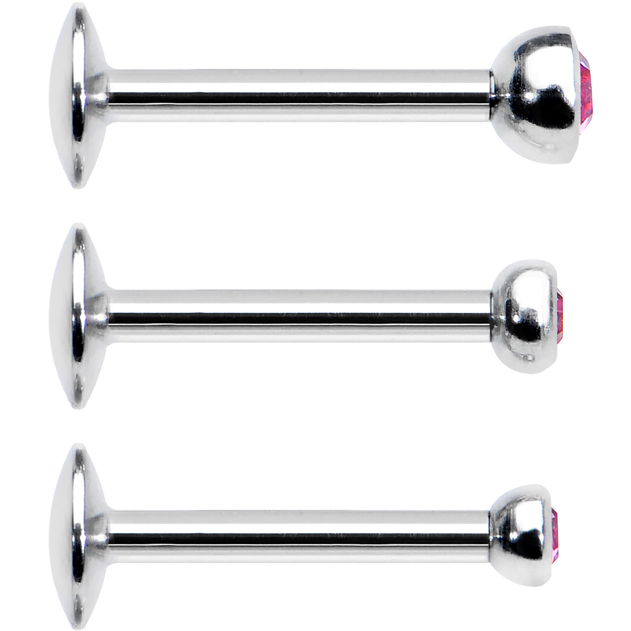16G 5/16 Pink Gem Helix Cartilage Barbell 3 Pack Set
