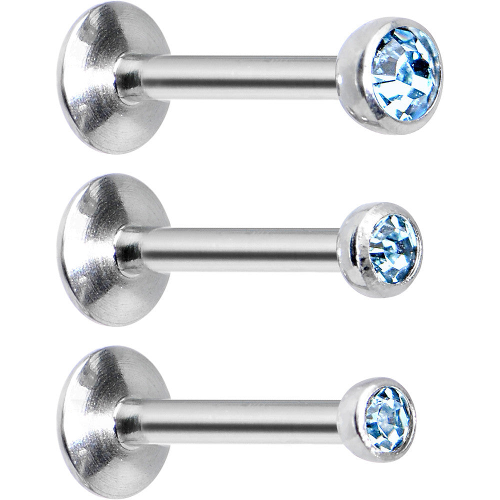 16G 5/16 Aqua Gem Helix Cartilage Barbell 3 Pack Set