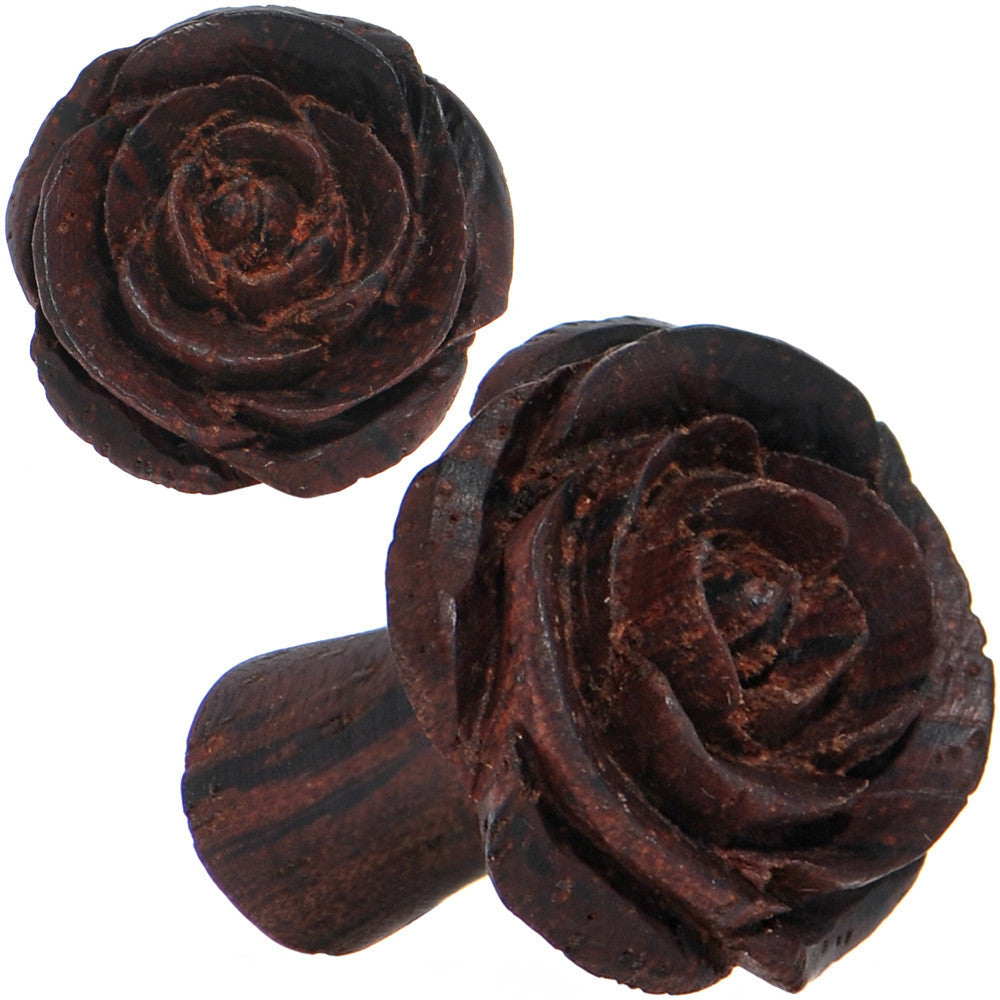 4G Organic Rengas Wood Cherry Rosebud Hand Carved Plug Set