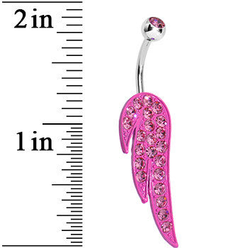 Pink Gem Glimmering Singular Angel Wing Belly Ring