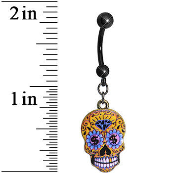Bling is the Thing Sugar Skull Dangle Belly Ring