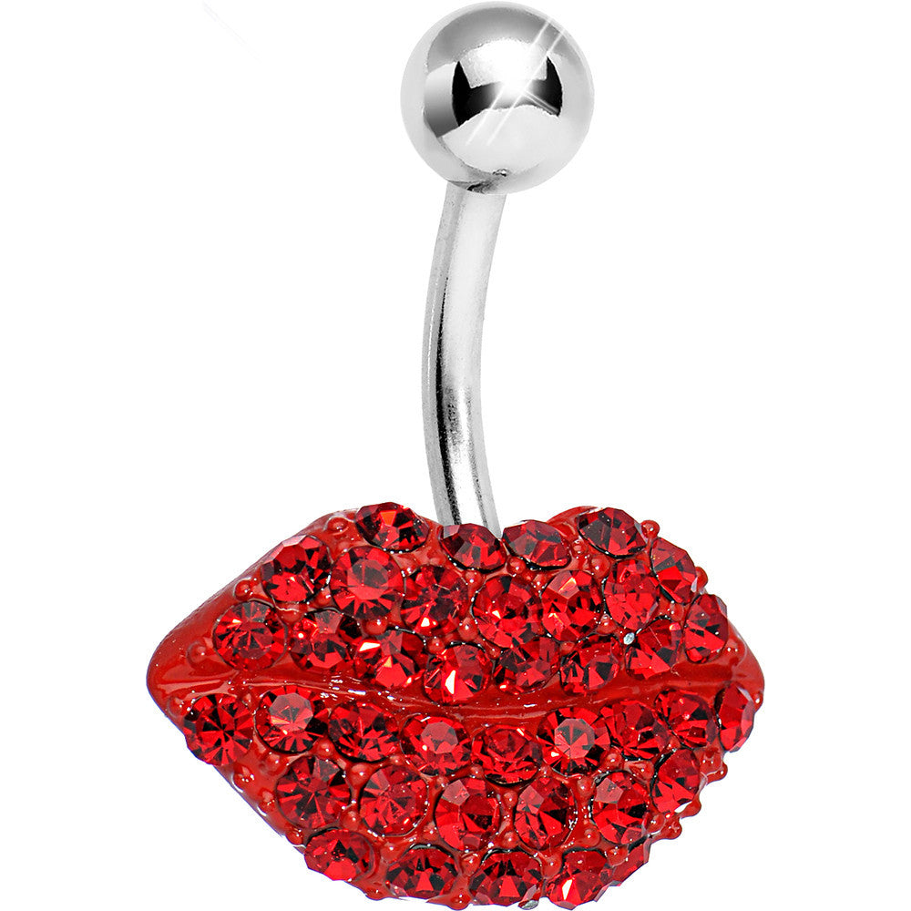 Red Gem Luscious Lips Belly Ring