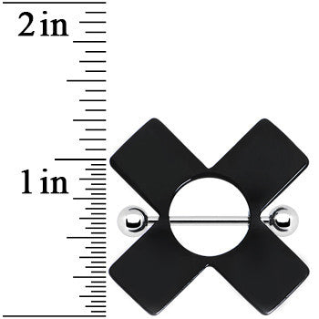 14 Gauge Black Acrylic X Nipple Shield Set