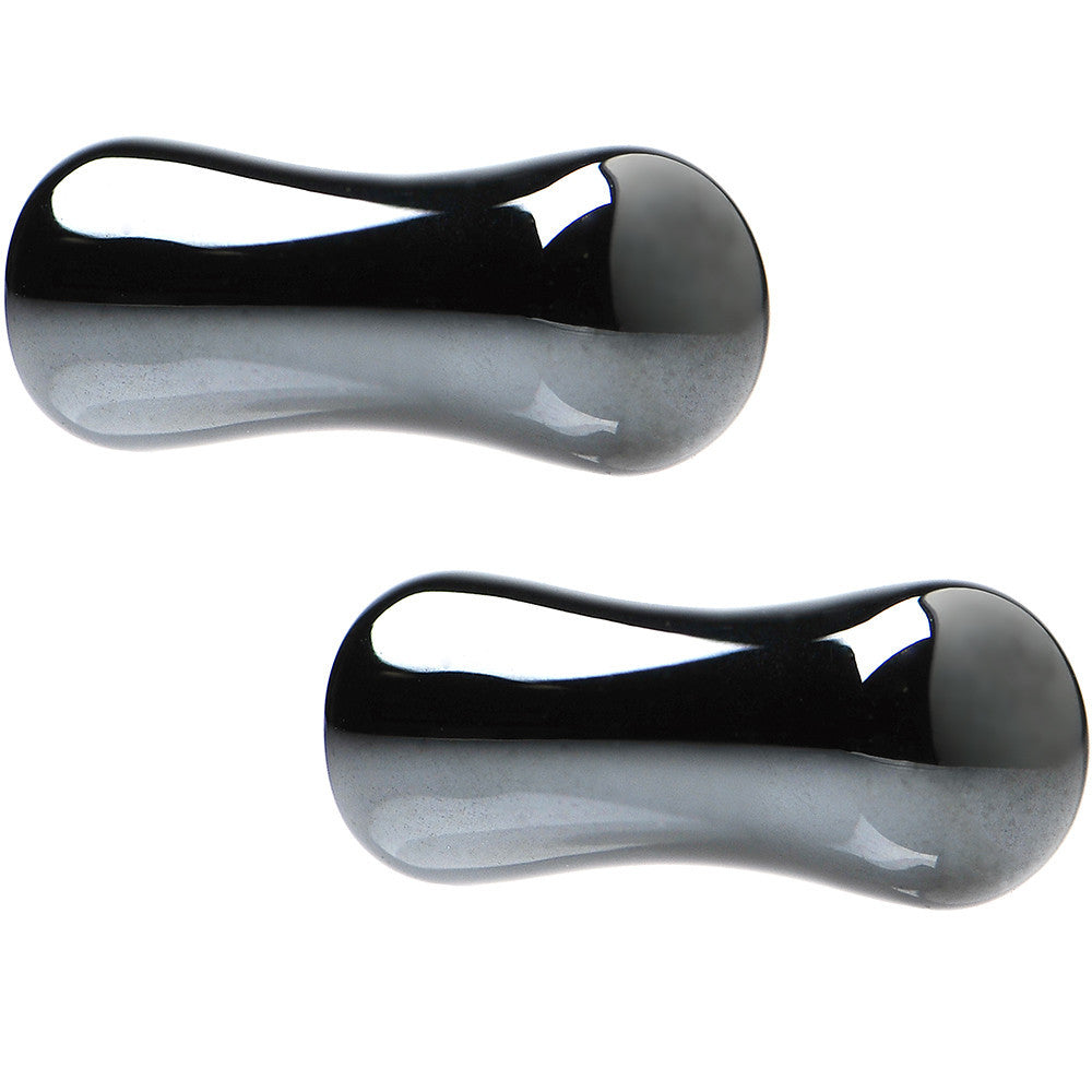 6G Organic Black Hematite Stone Saddle Plug Set