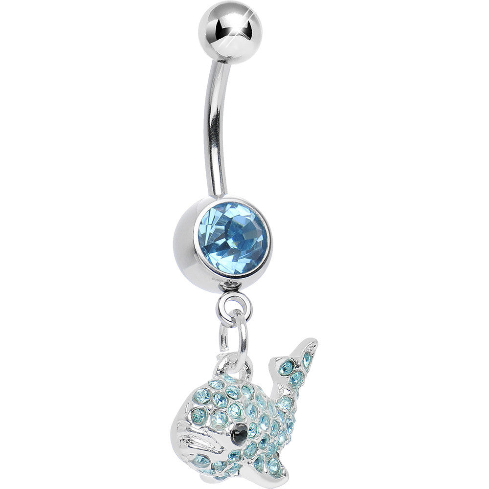 Aqua Gem Tail of the Whale Dangle Belly Ring