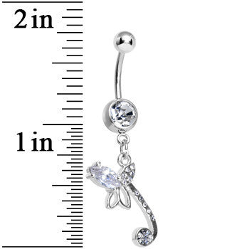 Crystalline Gem Bud of the Tulip Flower Dangle Belly Ring