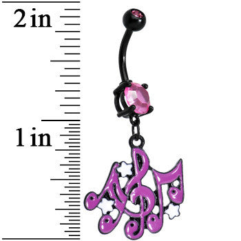 Pink Gem Purple Superstar Music Note Dangle Belly Ring