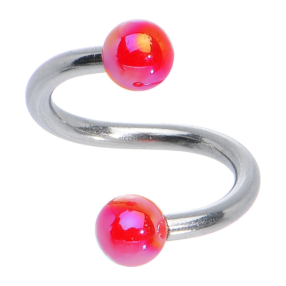 16G 5/16 Iridescent Red Acrylic Ball Spiral Twister Ring
