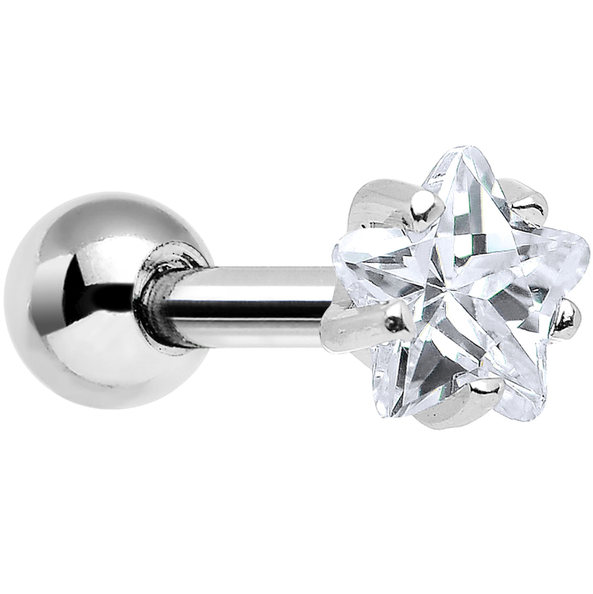 4mm Crystalline Cubic Zirconia Star Cartilage Tragus Earring