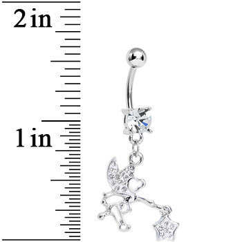 Crystalline Gem Chasing a Star Fairy Dangle Belly Ring