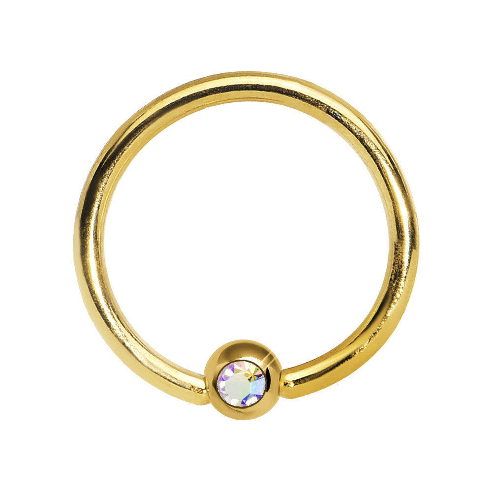 16 Gauge 3/8 Aurora Crystal Gold Titanium BCR Captive Ring