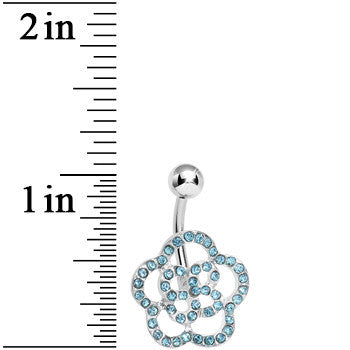 Aqua Gem Hollow Buttercup Flower Belly Ring