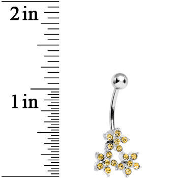Topaz Yellow Gem Trio of Flowers Belly Ring