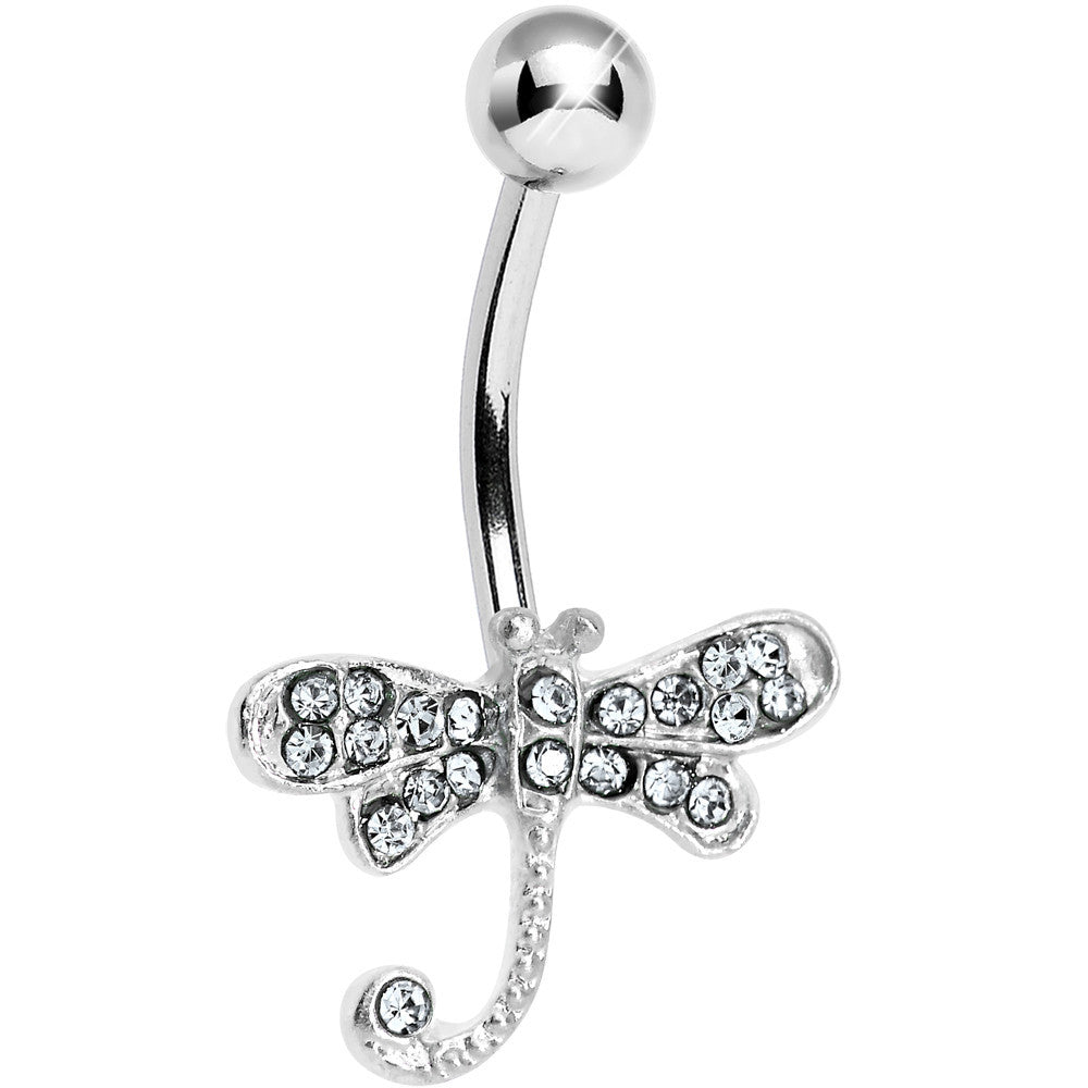 Crystalline Gem Lazy Dragonfly Belly Ring