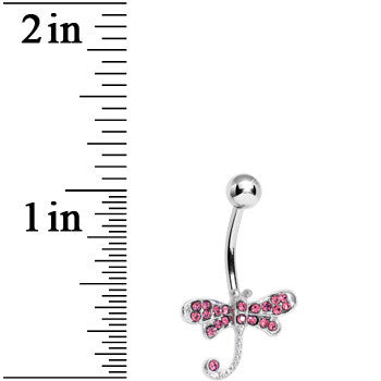 Pink Gem Lazy Dragonfly Belly Ring
