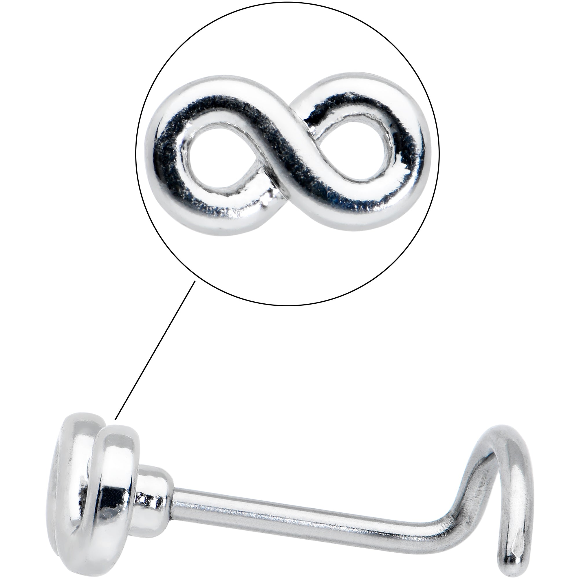 20G Gleaming Infinity Symbol Nose Screw