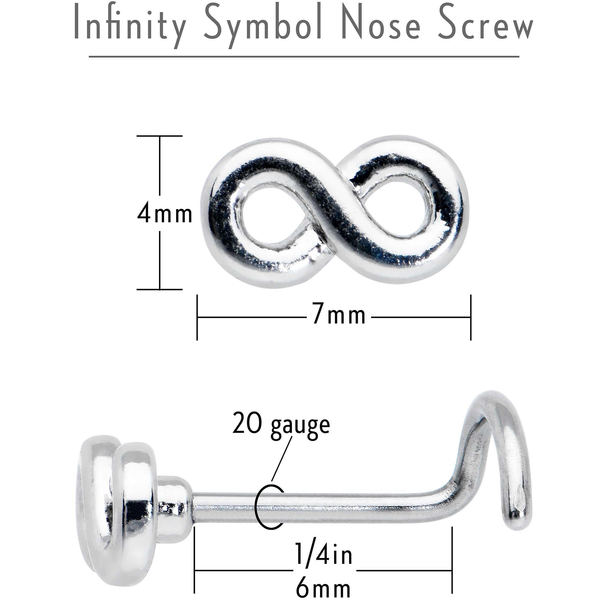 20G Gleaming Infinity Symbol Nose Screw