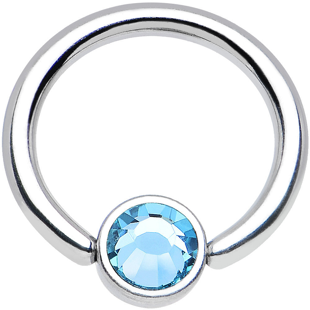 16G 5/16 Aqua Gem Steel BCR Captive Ring 4mm Flat Disc
