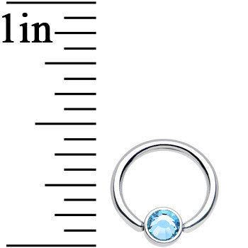 16G 5/16 Aqua Gem Steel BCR Captive Ring 4mm Flat Disc