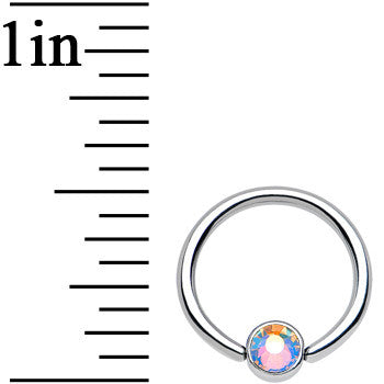 16G 3/8 Clear Gem Steel BCR Captive Ring 4mm Flat Disc