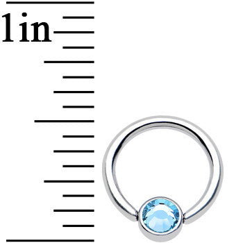 16G 5/16 Aqua Gem Titanium BCR Captive Ring 4mm Flat Disc