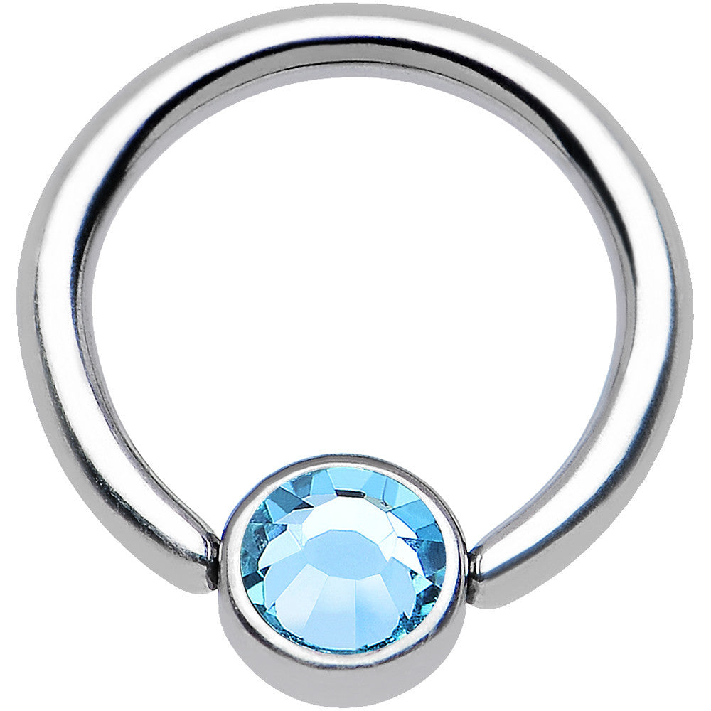 16G 5/16 Aqua Gem Titanium BCR Captive Ring 4mm Flat Disc
