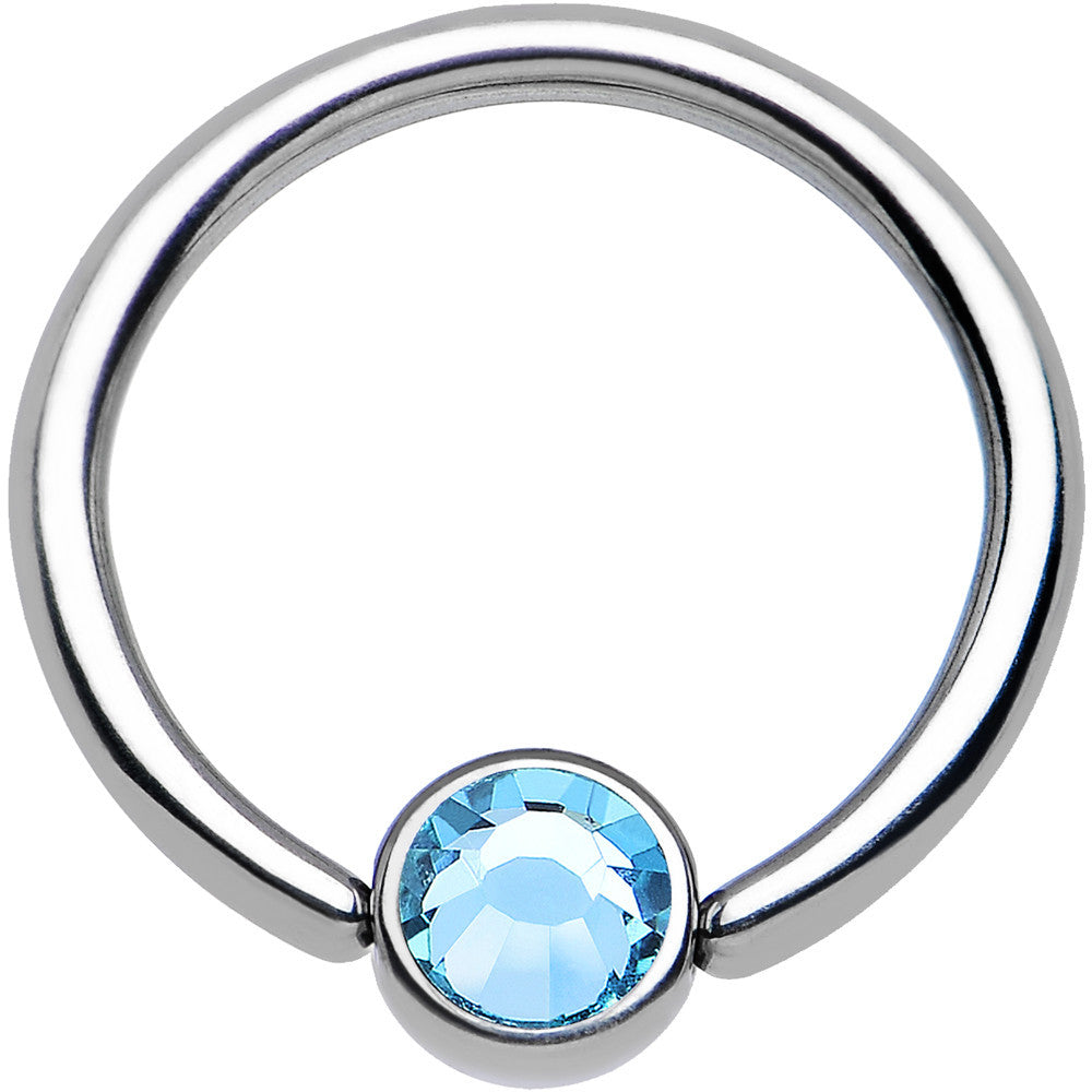 16G 3/8 Aqua Gem Titanium BCR Captive Ring 4mm Flat Disc