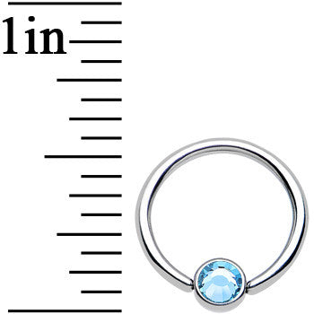 16G 3/8 Aqua Gem Titanium BCR Captive Ring 4mm Flat Disc
