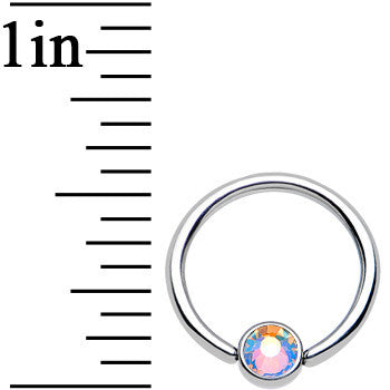 16G 3/8 Aurora Gem Disc Stainless Steel BCR Captive Ring