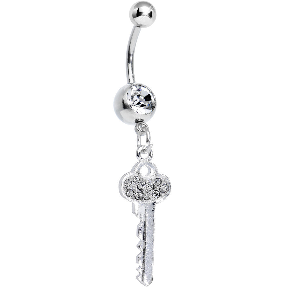 Clear Gem Jazzy Glam Key Dangle Belly Ring