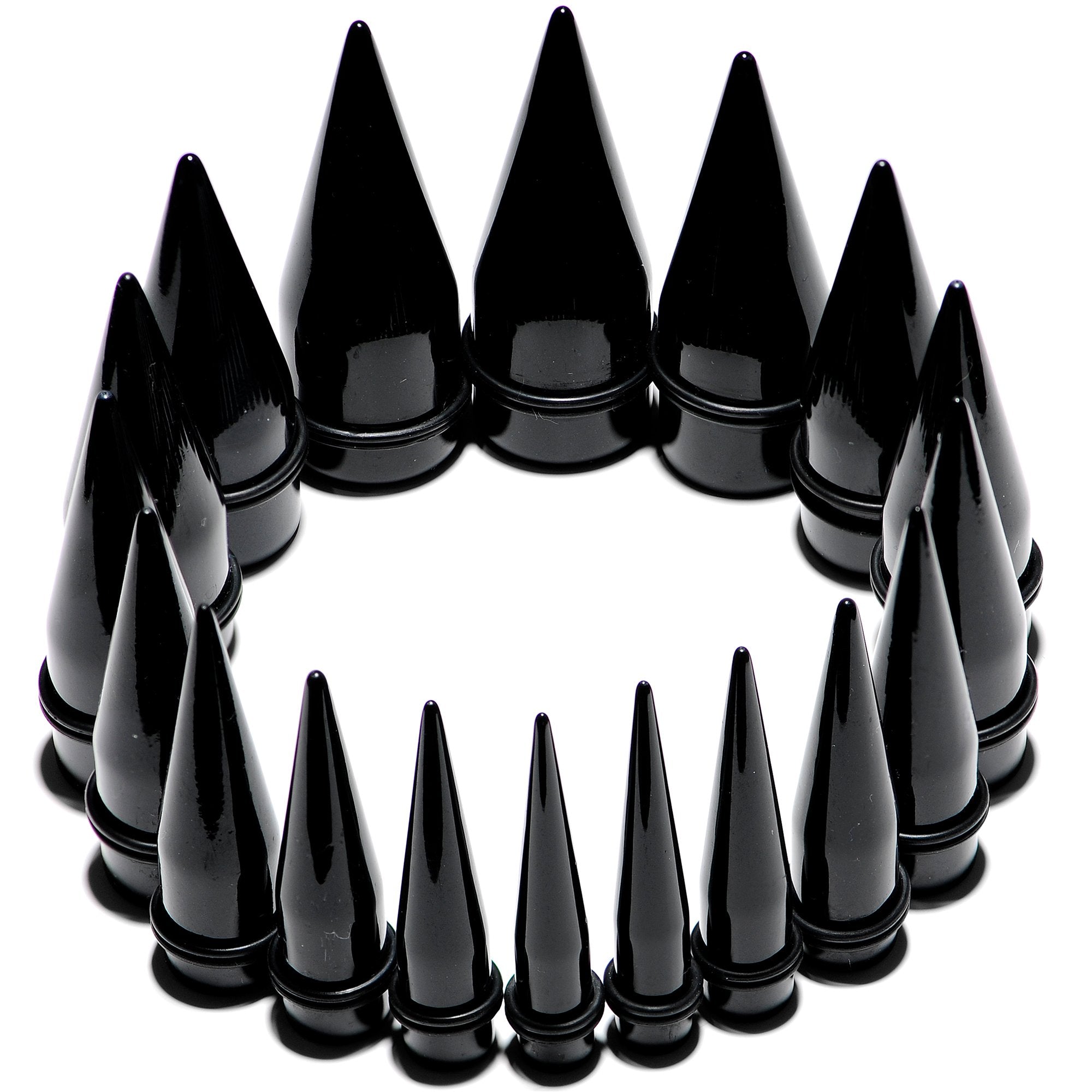 00G to 1 inch 18 Piece Black Acrylic Ear Stretching Taper Kit