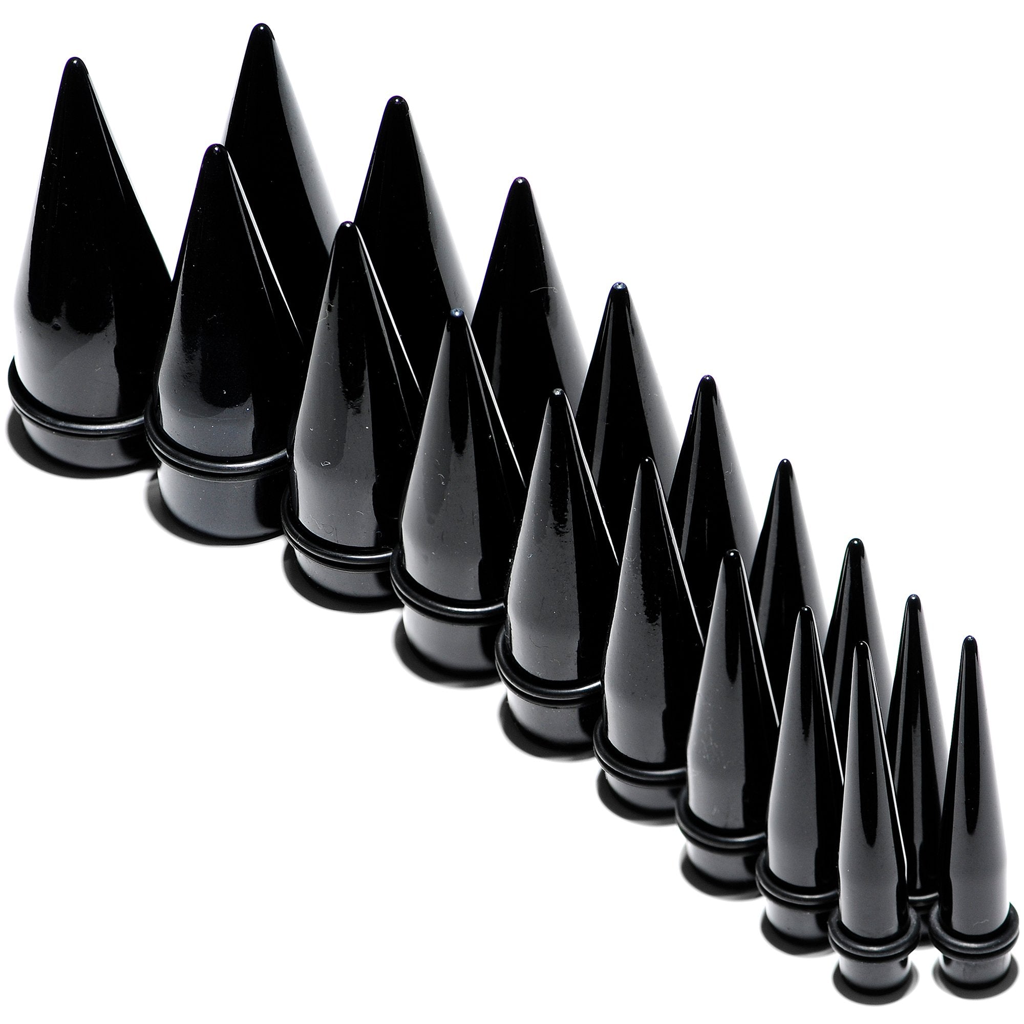 00 Gauge to 1 inch 18 Piece Black Acrylic Ear Stretching Taper Kit