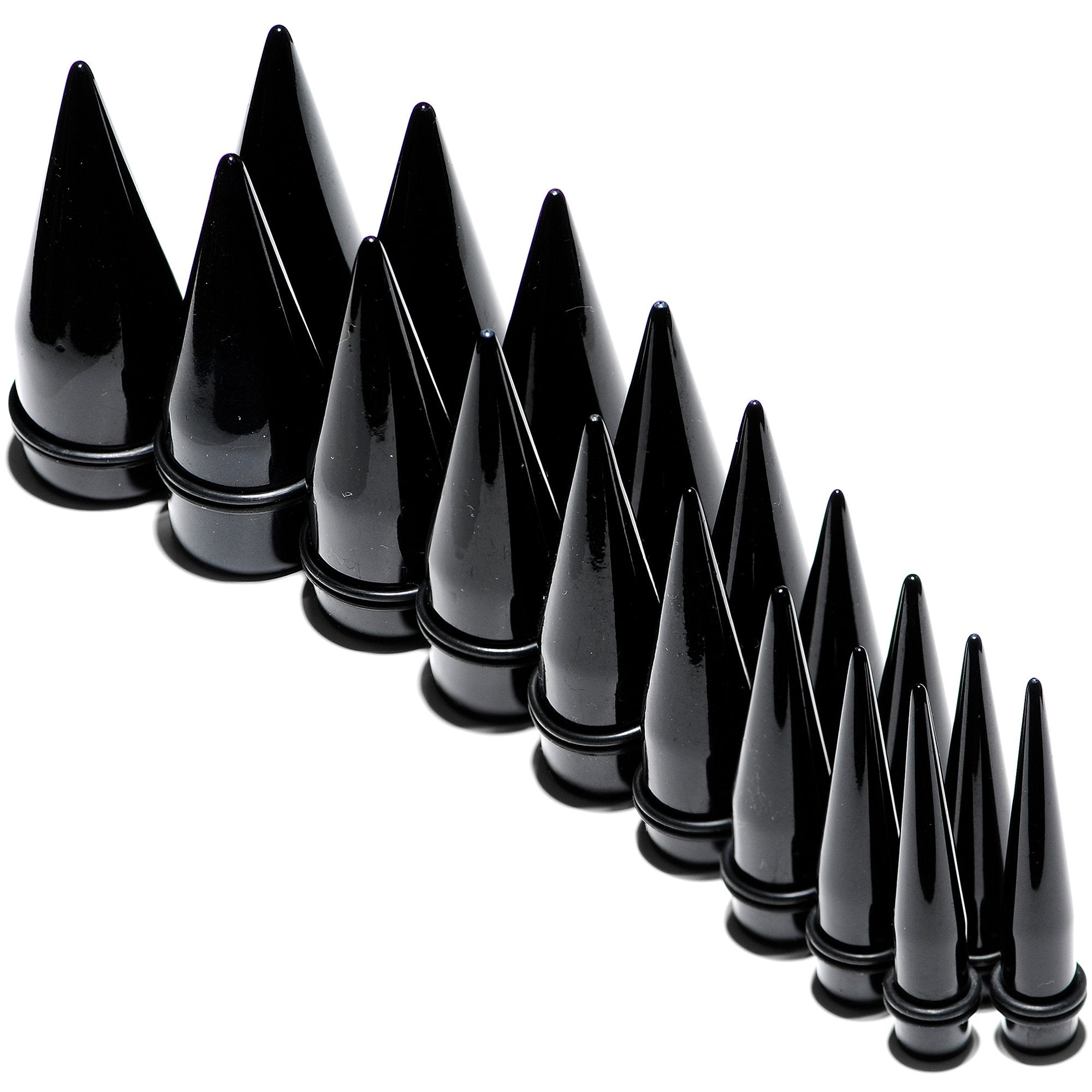 00G to 1 inch 18 Piece Black Acrylic Ear Stretching Taper Kit