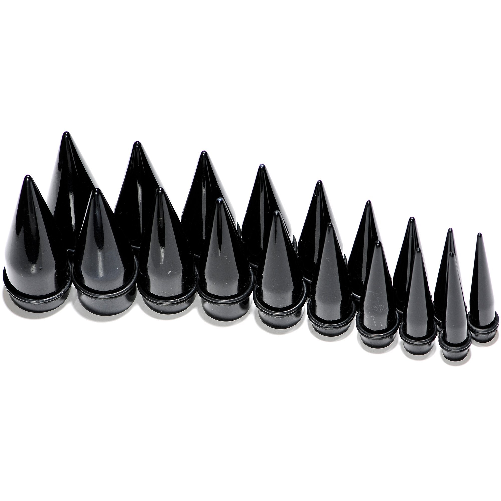 00G to 1 inch 18 Piece Black Acrylic Ear Stretching Taper Kit