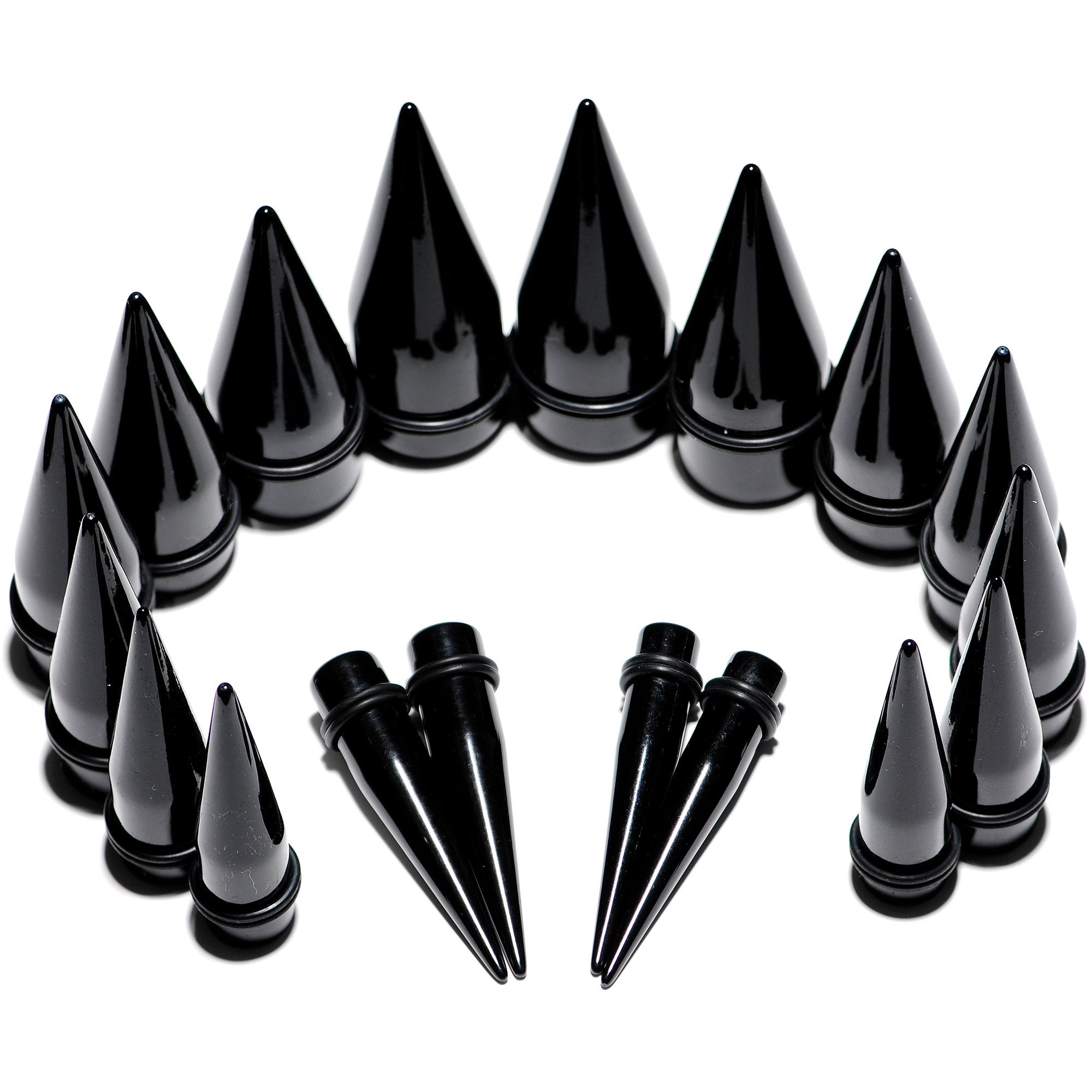 00G to 1 inch 18 Piece Black Acrylic Ear Stretching Taper Kit