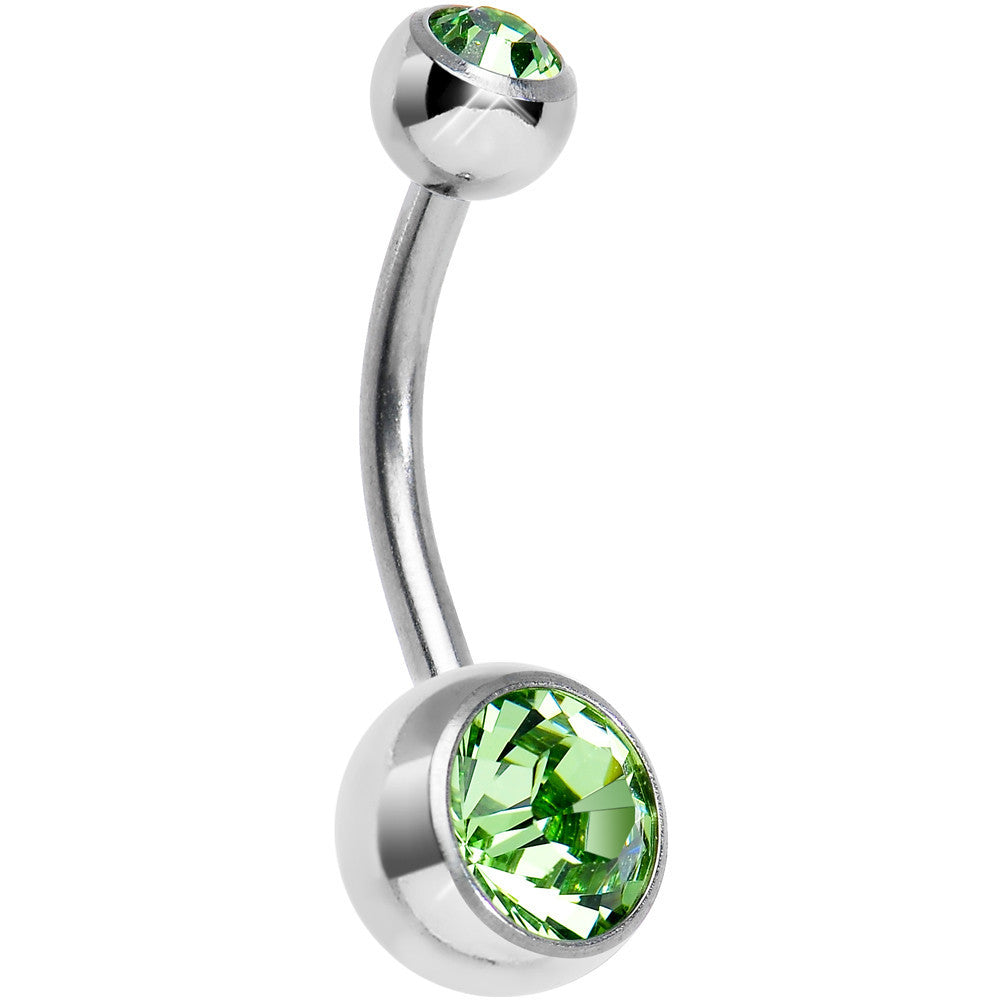Green Mermaid Double Gem Titanium Belly Ring 1/2