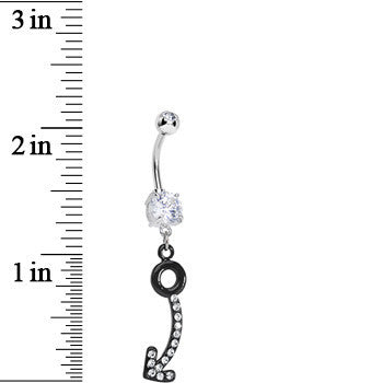 Clear Gem Black Glamour Arrow Dangle Belly Ring