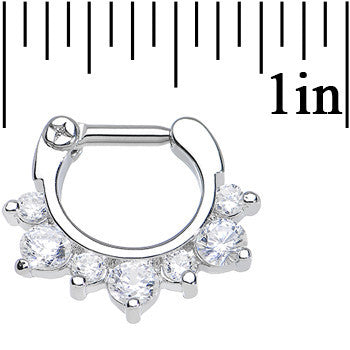 14G 1/4 Seven Clear Cubic Zirconia Septum Clicker